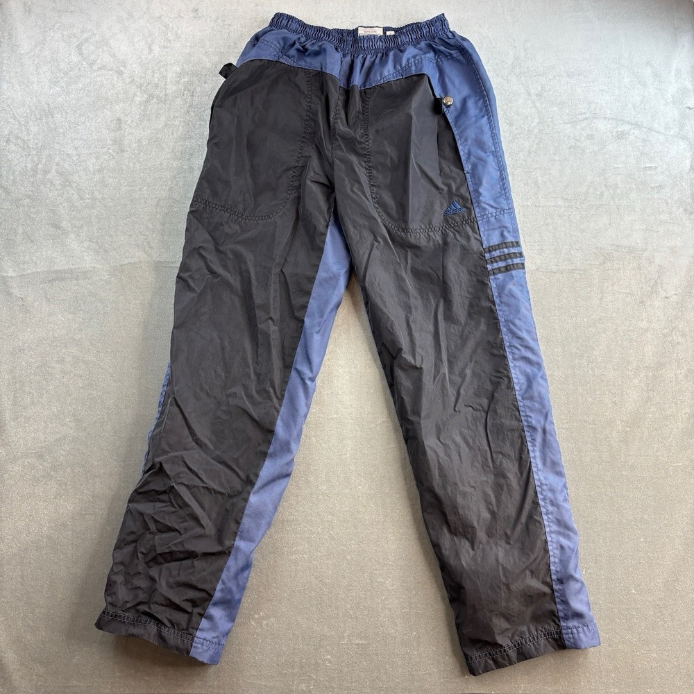 Adidas Track Pants Black Blue Nylon 3 Stripe Youth XL 18-20